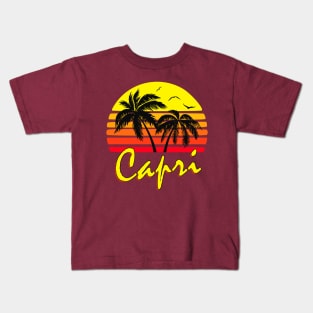 Capri Italy Retro Sunset Kids T-Shirt